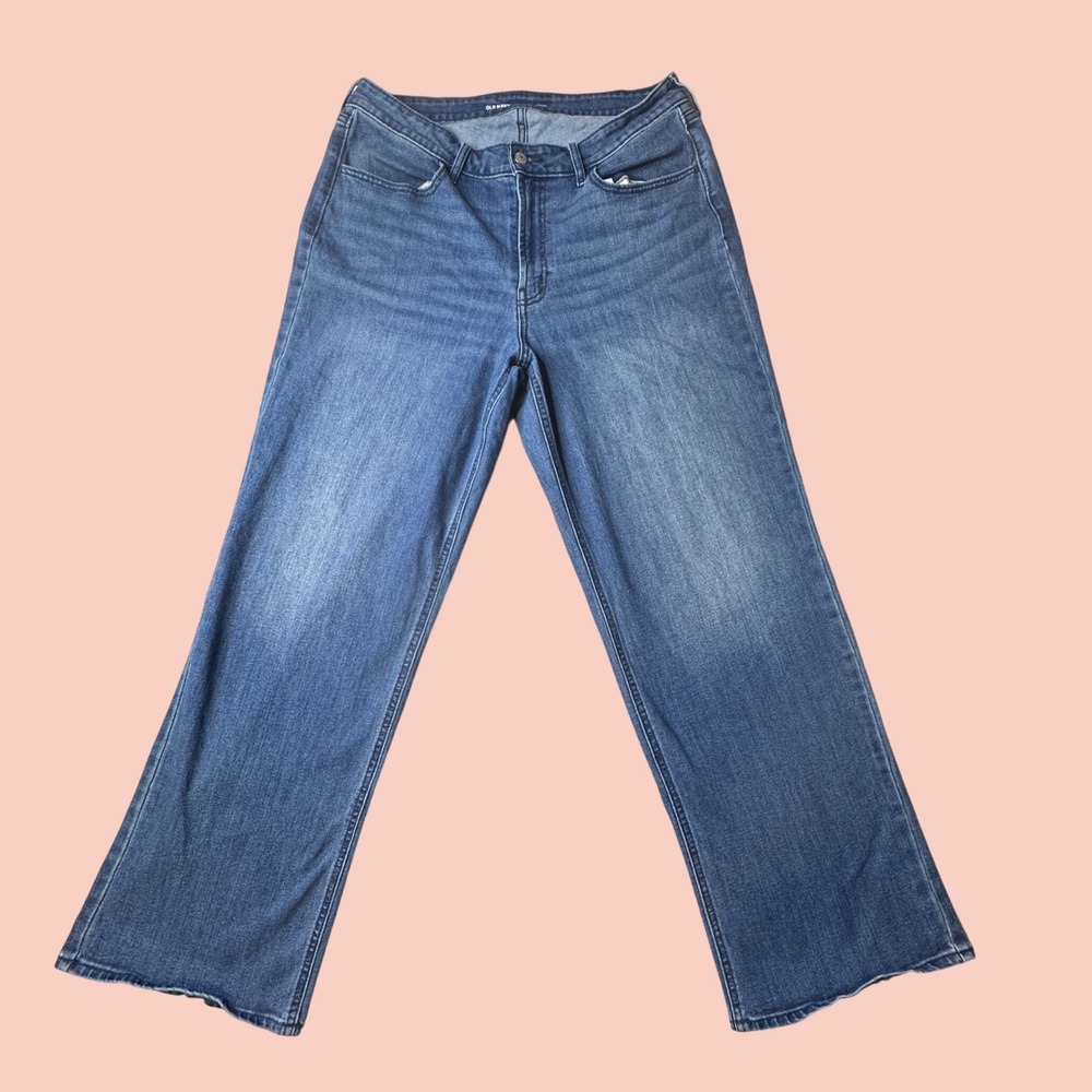 Old Navy Jeans Womens 16 Blue Wow Wide Leg High Rise Stretch Denim 543046-00